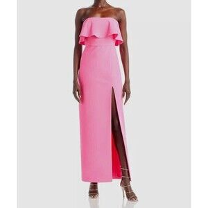 Aidan Mattox womens Strapless Popover Long Column Gown size 6 Neon Pink $220